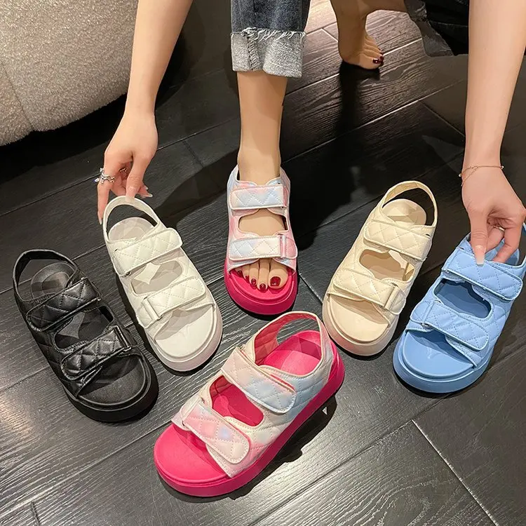 2023 Summer Sale Of Women\'s Shoes Muffins shoe Luxury Sandals Increasing Height All-Match Suit Female Beige Clogs With Heel Med