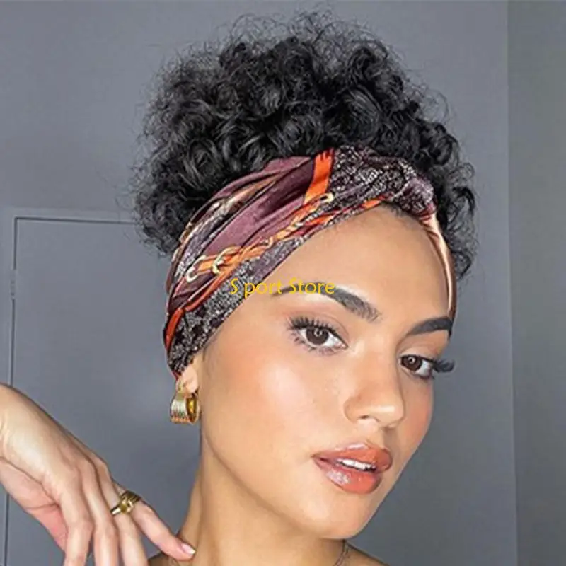 

U2JB Bohemian wide headband for women, sweat absorbing and anti slip yoga headscarf, sports fitness running headband, printed