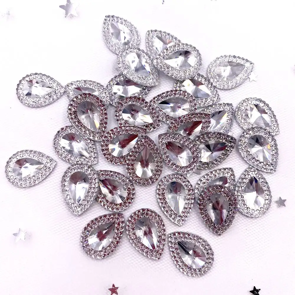 Resin Shiny Double Color Convex Crystal Drop Flatback Rhinestone  Applique DIY Wedding Scrapbook Accessories Ornament Craft