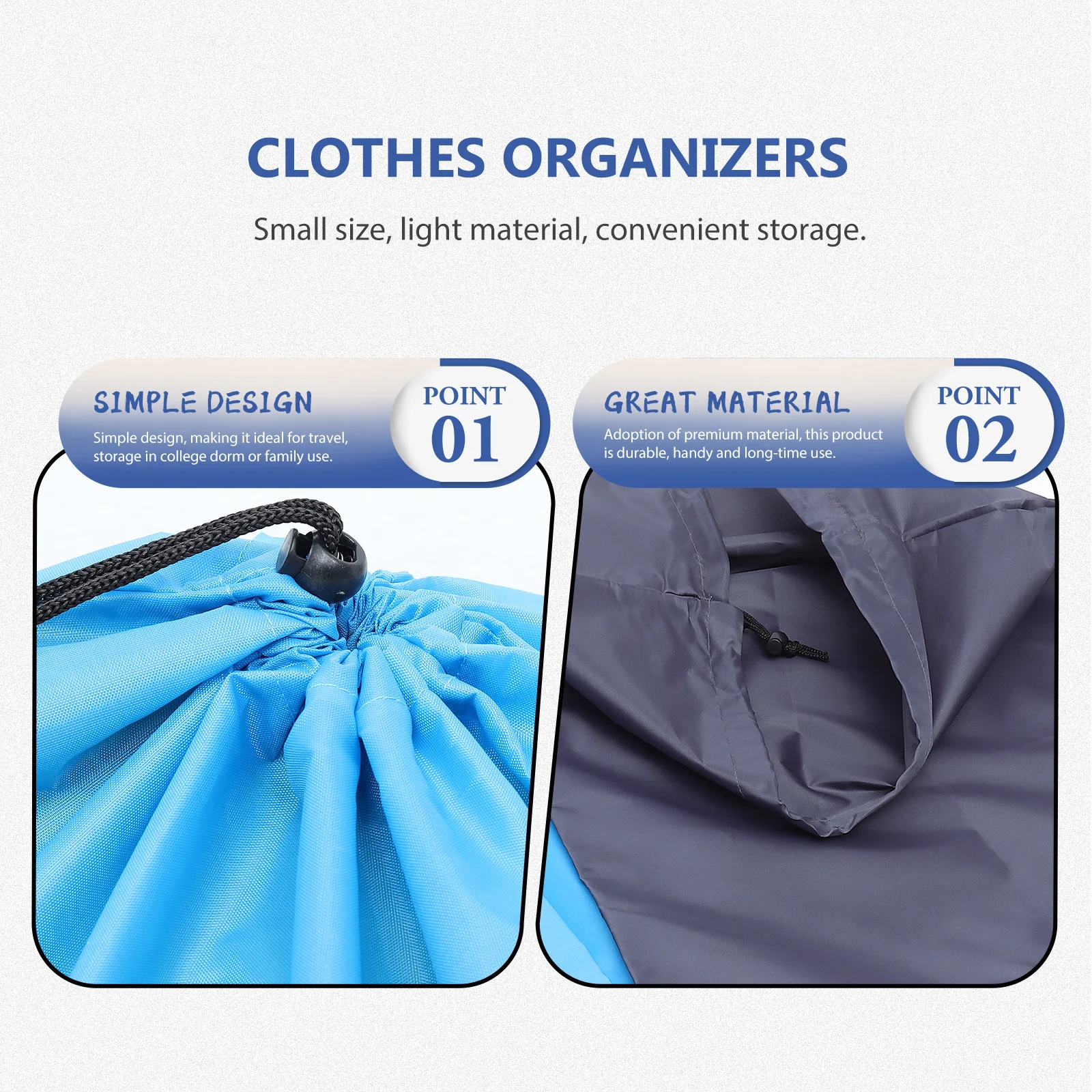 

2Pcs Laundry Bag Dirty Clothes Bag Washable Polyester Drawstring Pouch for Home Travel Organization Storage Clothing Sorting