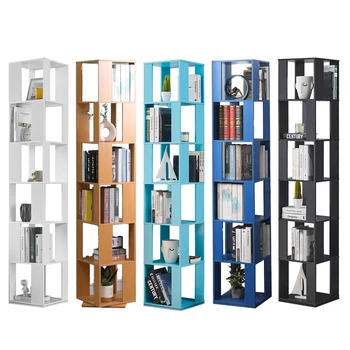 Bibliothèque Mince Rotative à 6 Niveaux de 190cm, Étagère d'Armoire d'Angle pour Salon et Chambre à Coucher