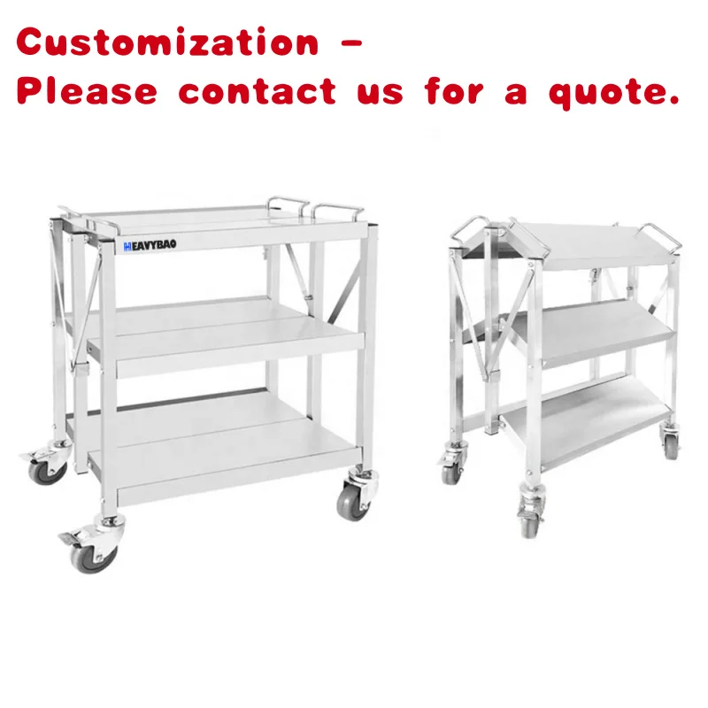 

custom.88*50 New Stainless Steel Square Tube Folding Cart with Plastic Material 1-Year Warranty Restaurants and Hotels