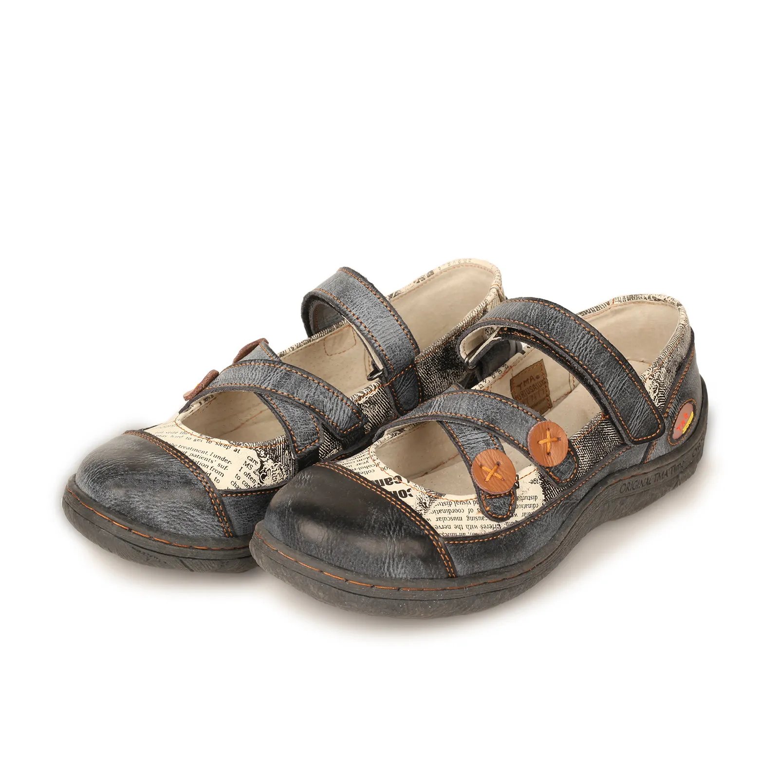 2026 Nuevas Zapatillas Planas Estilo Preppy Vintage Y2K, con Correas Cruzadas y Botones, de Cuero PU, Calzado de Moda Urbana Retro Americano Dulce