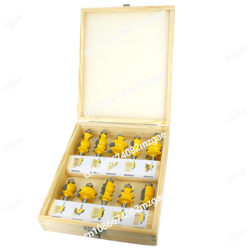 10-Piece Router Bit Set with 8mm Shank for Decorative Molding, Handrail and Cabinet Trim, Engraving and Grooving Tools