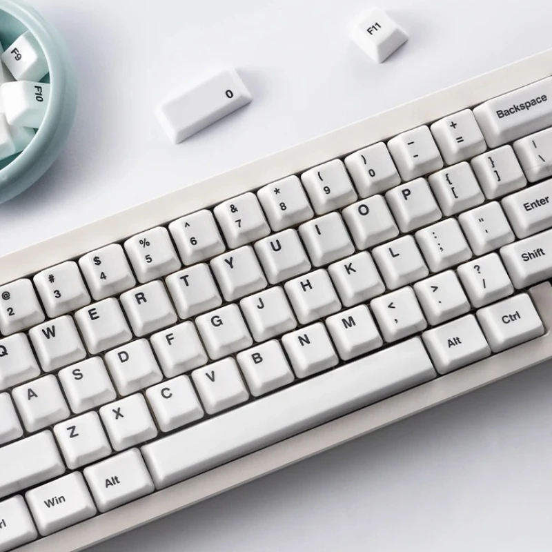 Shanhai Ceramic Keycap Set White Full 114 Keys Cherry Profile Keycaps for Mechanical Keyboard Key Caps HIFI Typing Sound PC Gift
