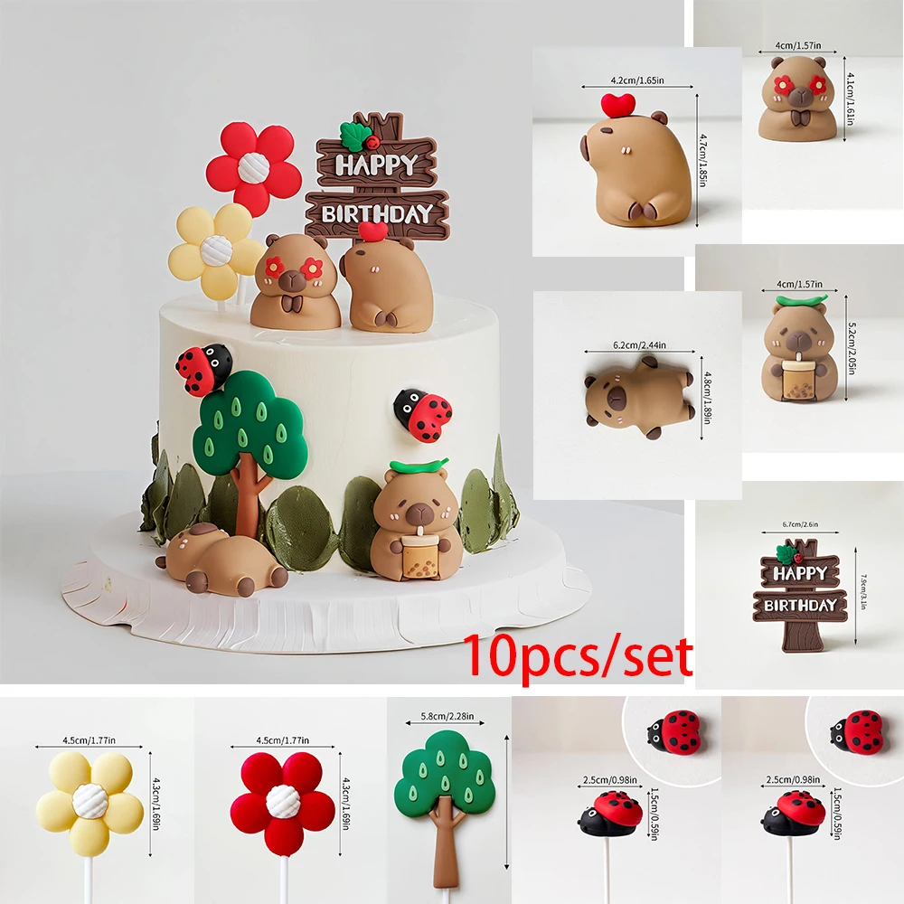 Niedliche Cartoon-Capybara-Ornamente Tier-Kuchendekoration Backzubehör Tischdekoration Auto-Innenausstattung Babyparty Kinderparty Deko-Artikel – Detail 2
