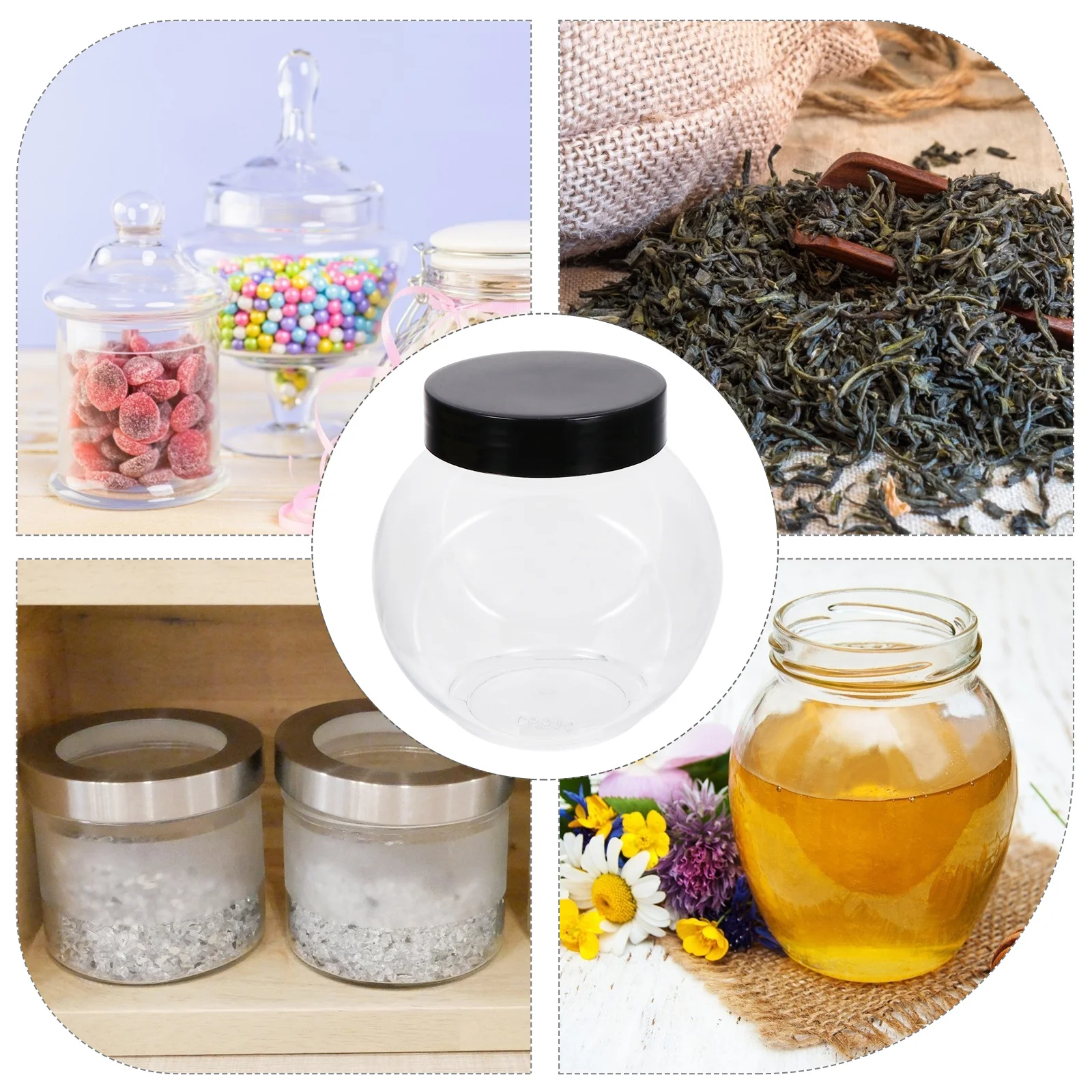 

10 pcs Food Storage Jars 424Ml Transparent Airtight Containers For Tea Coffee Sugar Candy Dried Fruit Nut Container Sealed Can