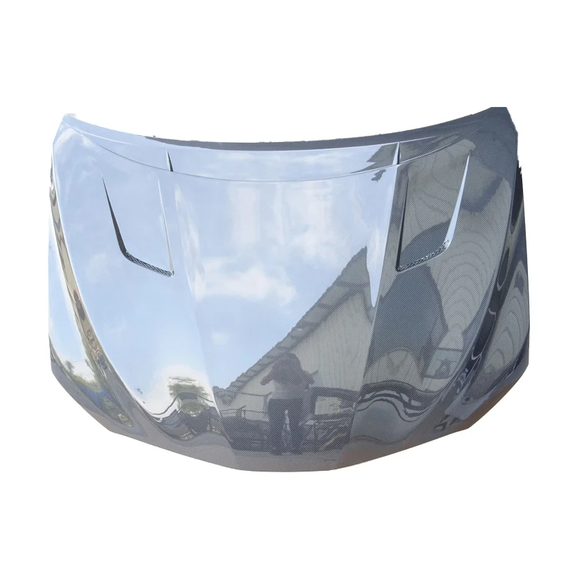 New Wodisi TY2530 Carbon Fiber Bonnet Hood with Clips High Gloss Finish Bolt-On Installation Black Color for 2018-2022