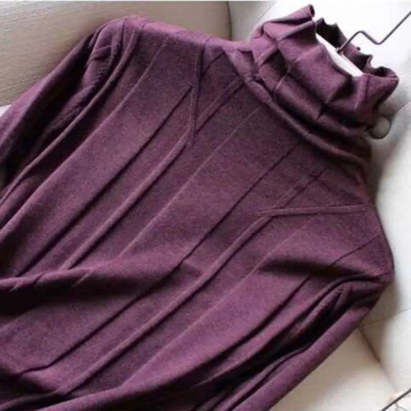 Purple Casual Solid Knitted Soft Loose Turtleneck Pullover Women\'s Sweater Female Sweaters Tops Woman Clothing Fashion 2024