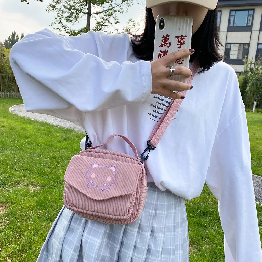 Corduroy Bear Crossbody Bag 5