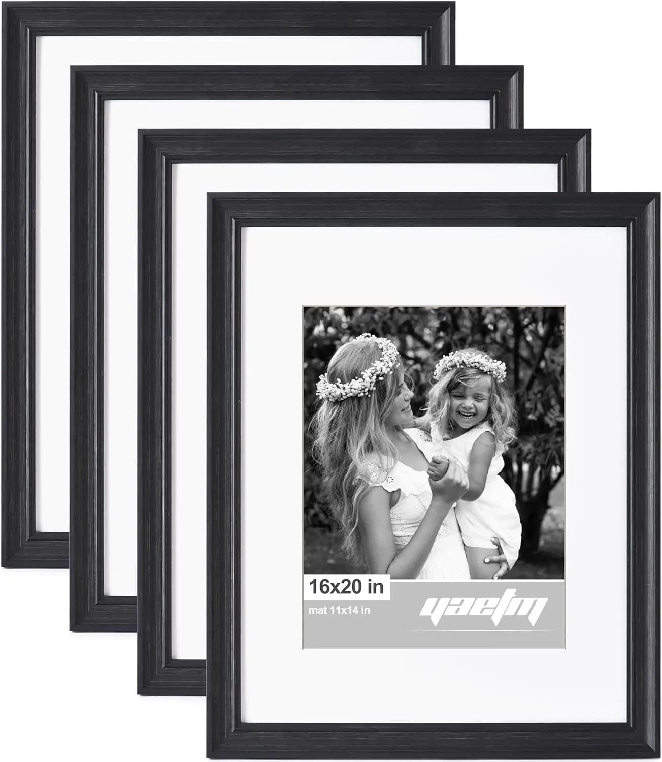 

16x20 Picture Frame Set of 4, 1.4" Wide Distressed Black Poster Frames for Wall Gallery, Home and Office Décor