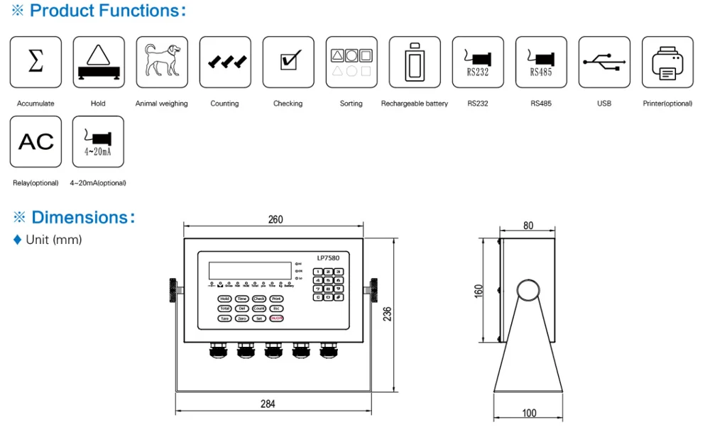 CE Approved Digital Truck Electronic Weight Machine Indicator LP7580 OIML OEM and ODM Supported