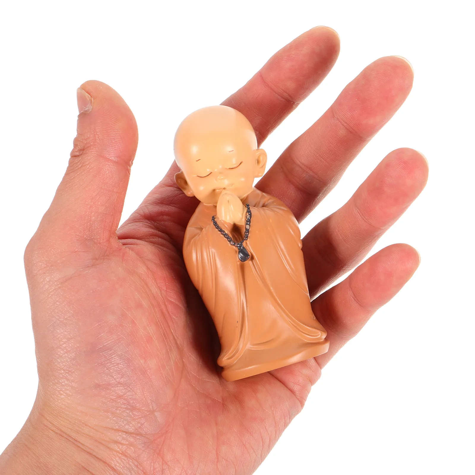Small Resin Monk Dashboard Decor Car Interior Zen Statue Spiritual Tranquility Ornament Feng Shui Blessing Luck Wealth Symbol