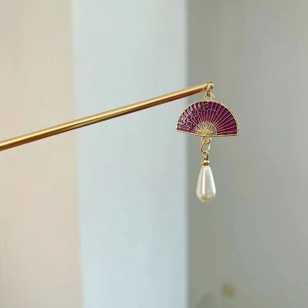 

Design Tool Pearl Girl Hair Accessories Hanfu Fan Hair Sticks Metal Hairpin Ancient Style Hairpin Chinese Style Headwear