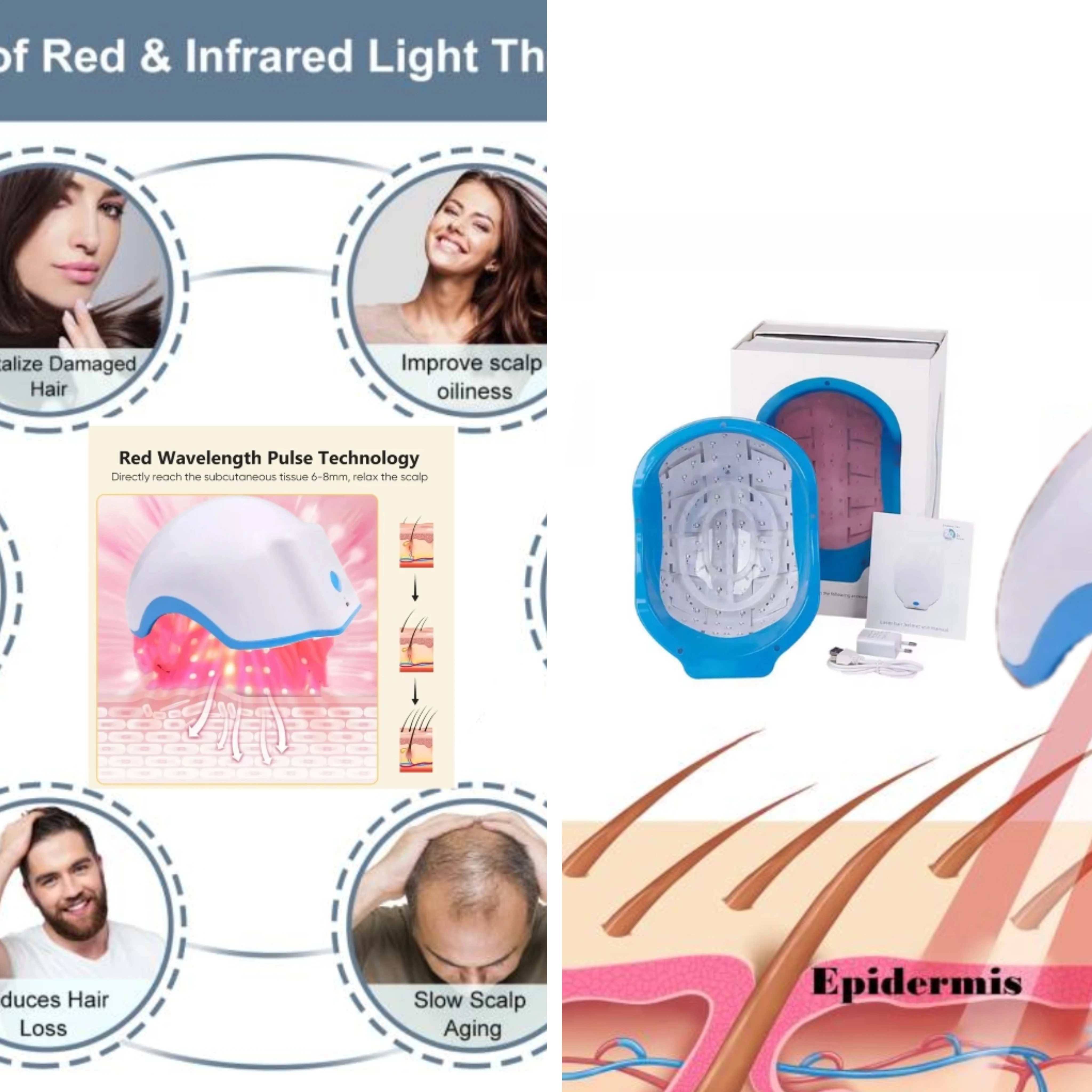

80LED Red Infrared Promotes Hair Regrowth, Anti-Hair Loss, Convenient Scalp Care Attachment