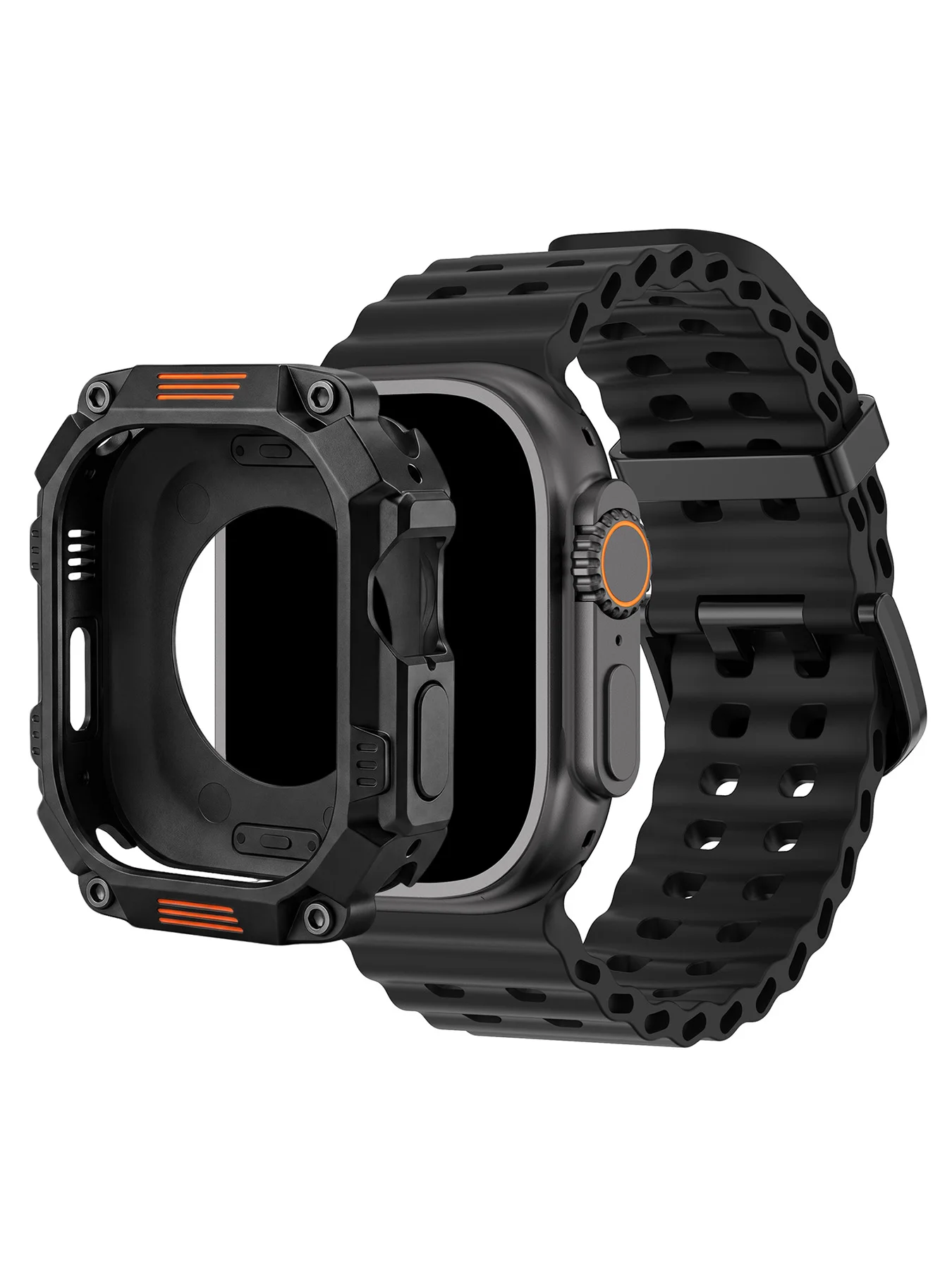 2 sztuki, silikonowy pasek + etui do Apple Watch Ultra 4 3 2/Series 12 11 10 9 8 7 6 5 4-1/SE, 44 mm, 45 mm, 49 mm, IWatch S12 46 mm, twarda obudowa PC. — zdjęcie produktu 7