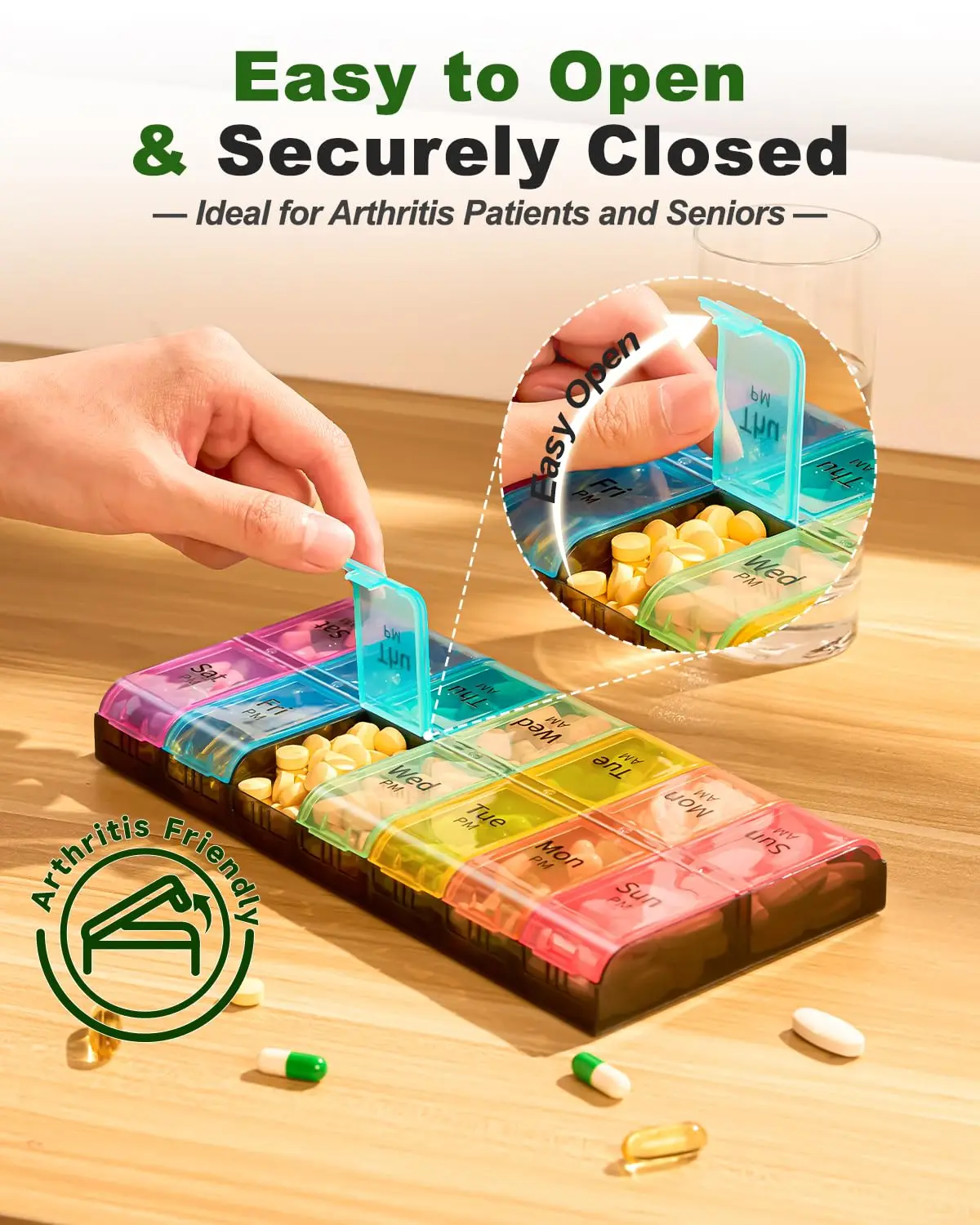 Extra Large Pill Organizer 2 Times a Day, Weekly XL AM PM Pill Case, 7 Day Pill Box Twice a Day, Oversized Daily Medicine Organi