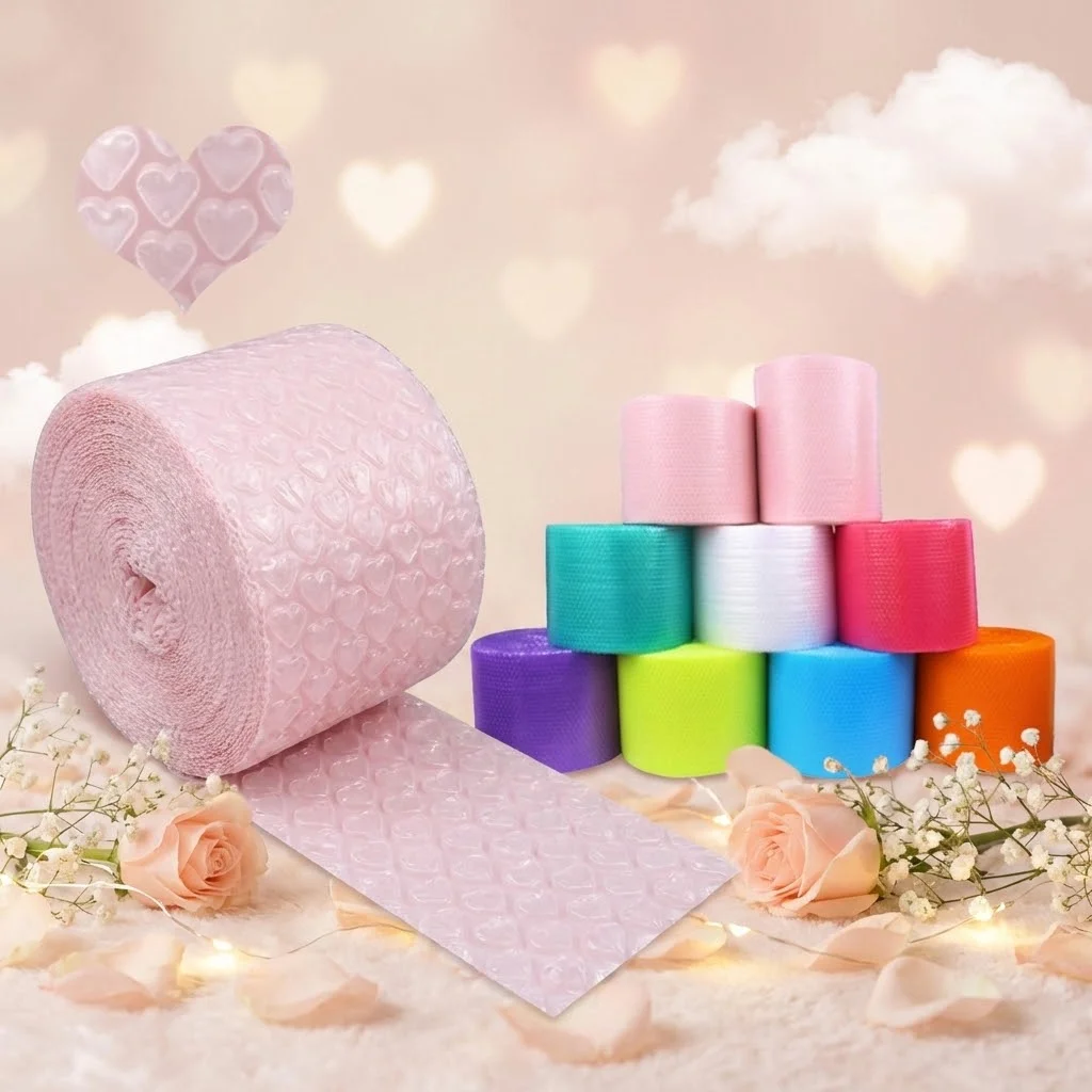 

Портативная, милая, 6-метровая пузырчатая пленка в форме сердца, ударопрочная упаковка, рулон из пузырчатой бумаги, утолщенная буферная упаковка для подарочных коробок