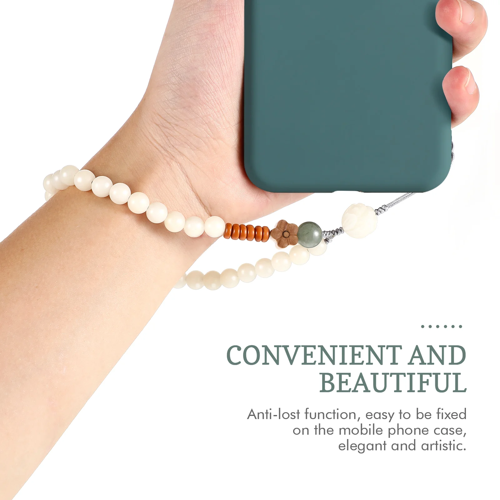 Cellphone Lanyard White Jade Bodhi Lanyards Creative Wristband Dainty Bracelets