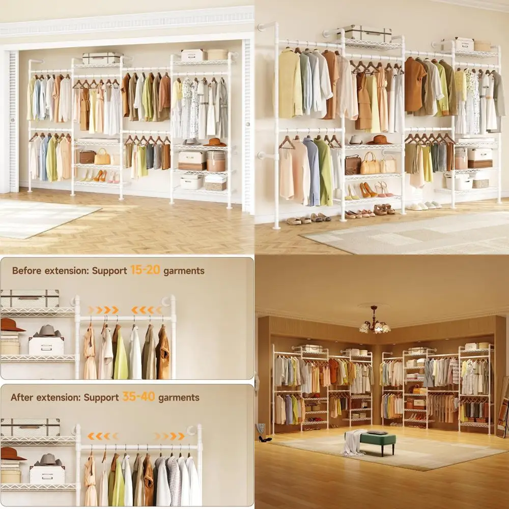 نظام خزانة الأنابيب القابلة للتوسيع شديدة التحمل على الطراز الصناعي لتعليق الملابس - منظم رف الملابس المثبت على الحائط
