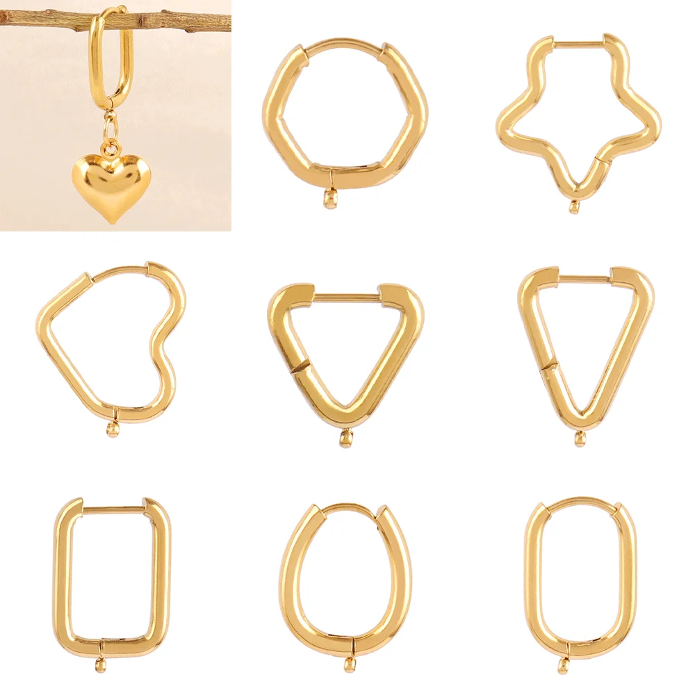 5 Stuks 316l Roestvrij Staal Hart Oorringen Palen Ster Geometrische Ovale Oorbel Basis Voor Diy Sieraden Maken Accessoires