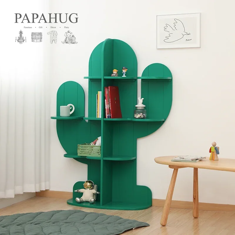 Creative Display Floor Solid Wood Shelf Cactus Fun Bookshelf Storage Picture Book Shelf