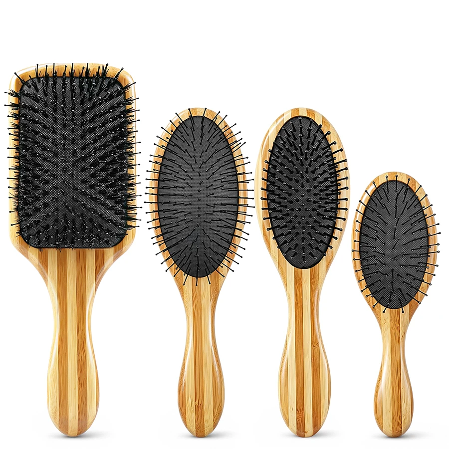 GOIPLE Hair Brush Set with Paddle Brush and Mini Travel Brush for Women Men Kids, Detangling Brush Daily Grooming at Home