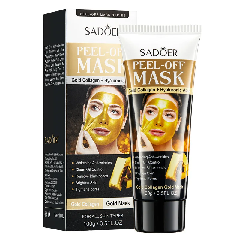

SADOER Gold Collagen Peeling Masks Tearing Face Mask Blackhead Removal Deep Cleaning Firming Tear Off Facial Mask Skin Care