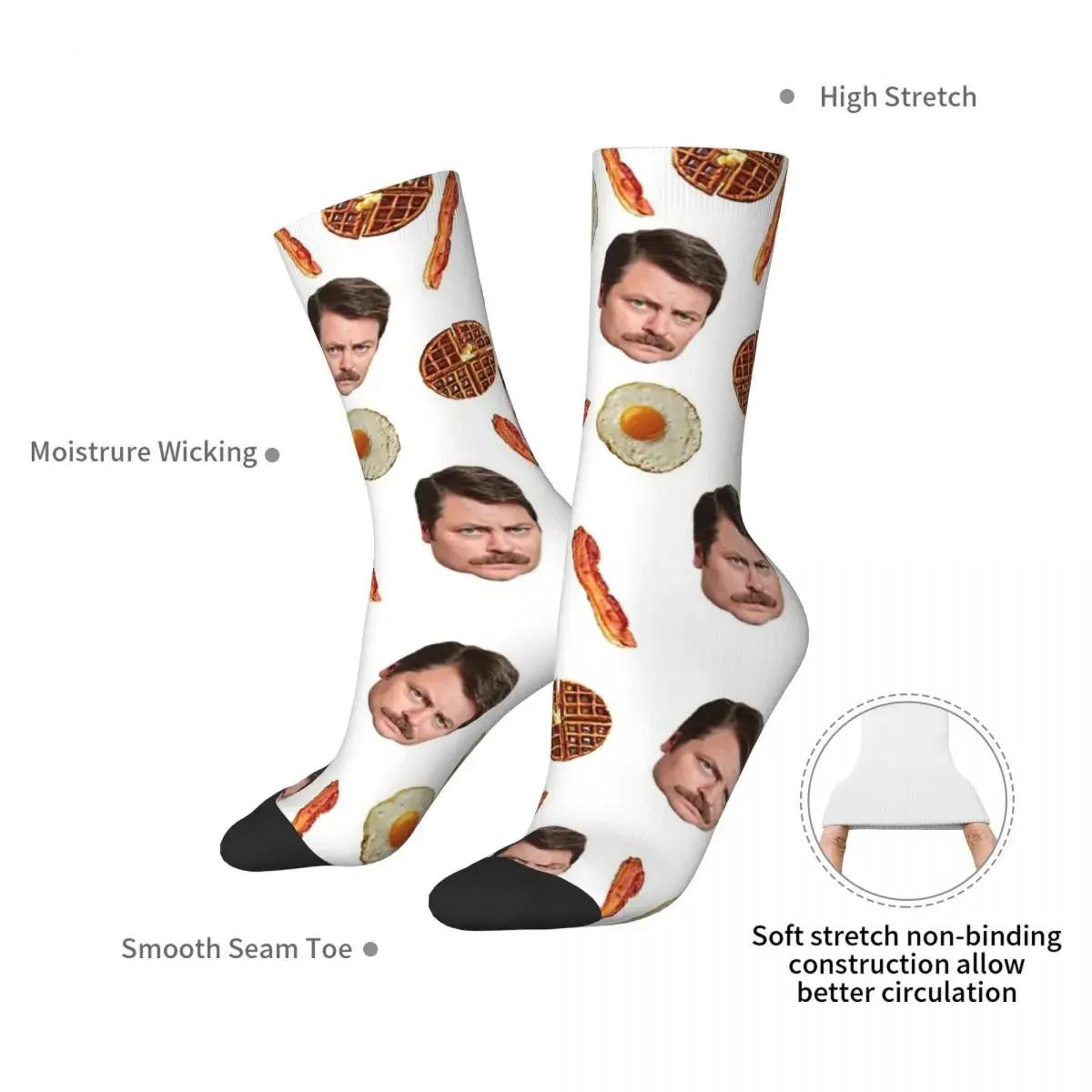 All The Bacon And Eggs Socks Harajuku Super Soft Stockings All Season Long Socks Accessories for Unisex Birthday Present