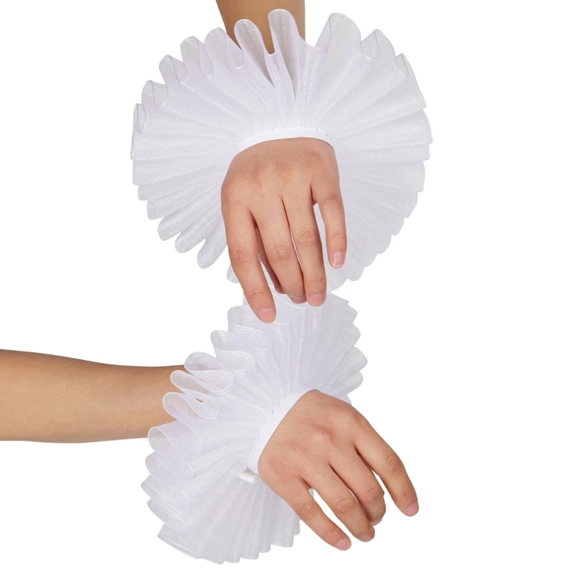 F42F Wrist Cuffs Ruffled Wrist Sleeves Costume Cosplay Clown Cuffs