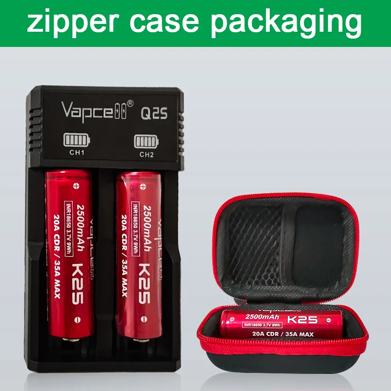 Original Vapcell K25 INR 18650 3.7V 2500mAh 20A/35A Battery High Current 18650 Lithium ion Cell Similar As 25R Batteries