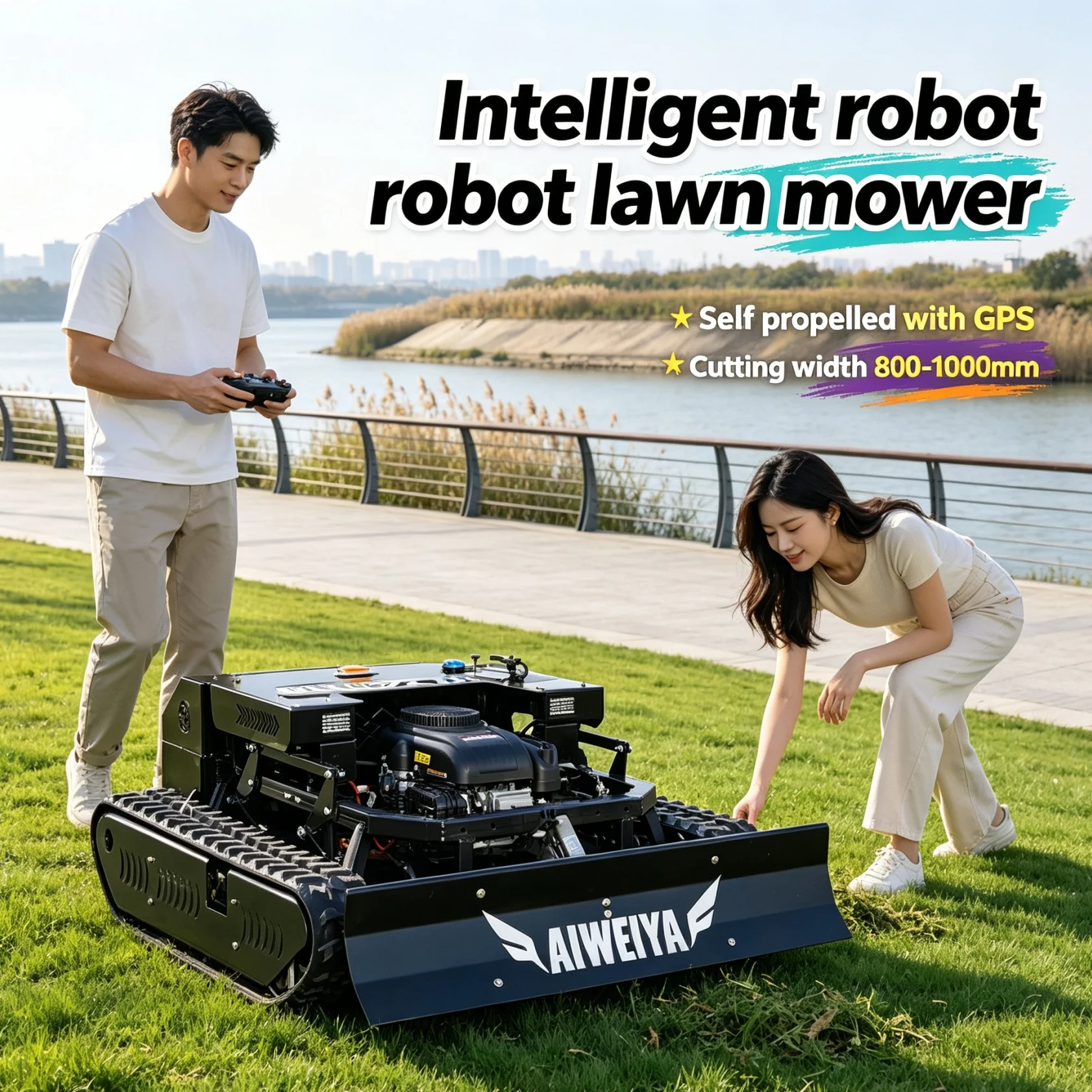Customized CE Self Propelled Remote Mower Adds GPS Module, Long Distance Control Fits Complex Slope Weeding Construction