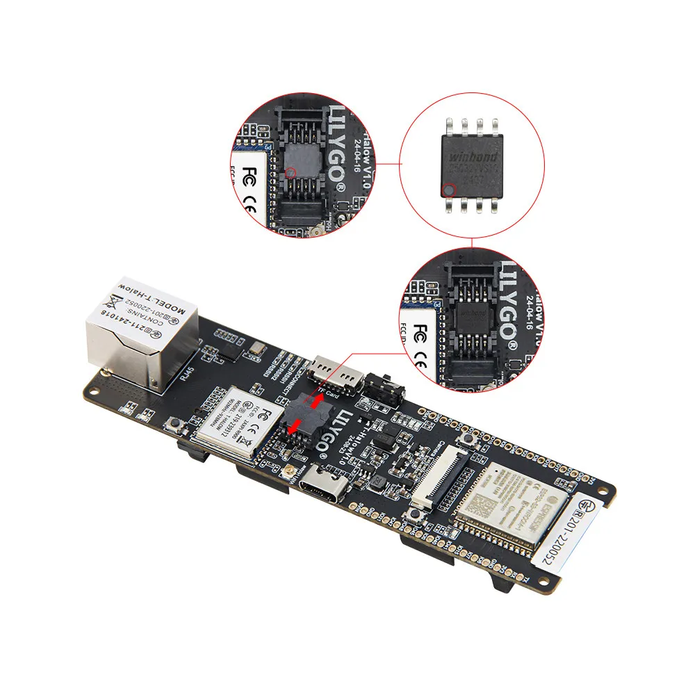 LILYGO T-Halow ESP32-S3 with RJ45 Port & Camera Interface, Equipped with 18650 Battery Holder