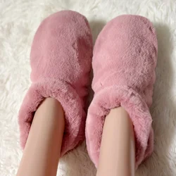 Home Fuzzy Slipper Women Winter Fur Contton Warm Plush antiscivolo Grip Indoor Fluffy Lazy Female Floor Shoe Flip Flop Ladies