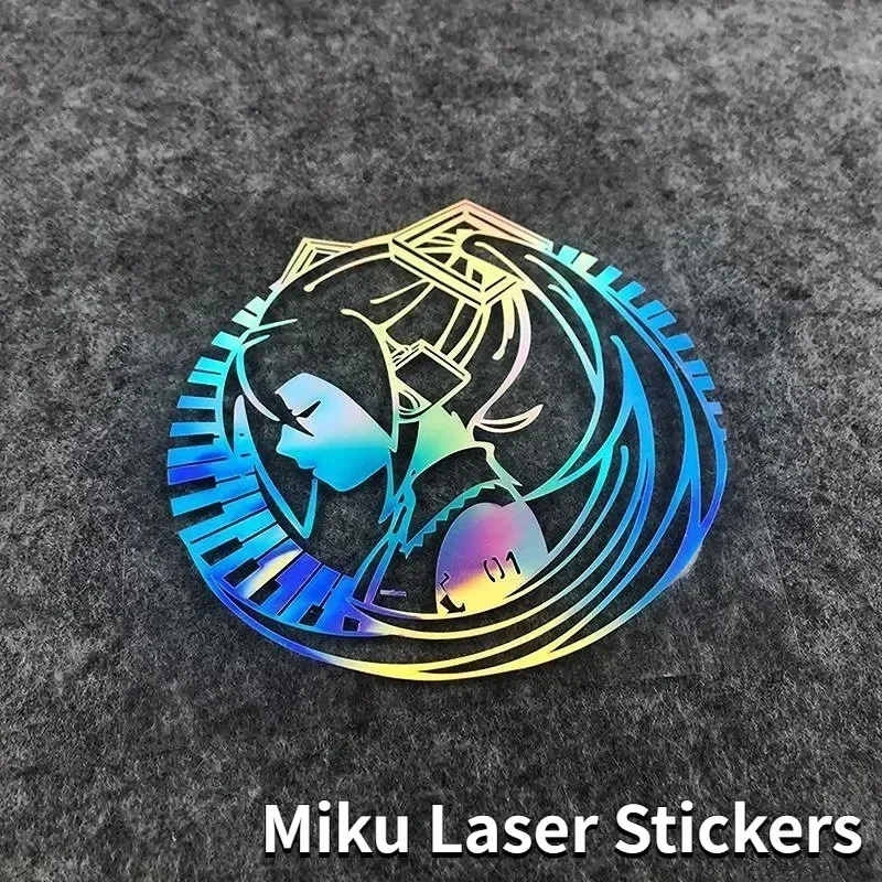 Miku Colorful Reflective Laser Car Decoration Stickers Anime Characters Multicolored Transparent Sticker DIY Laptop Decor