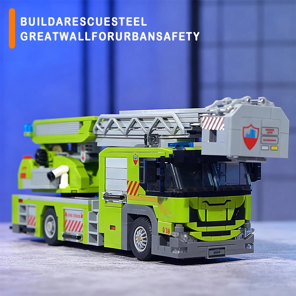 

Коллекционная городская пожарная машина, кирпичи, инженерная машина, облачная лестница, строительные блоки, сборка, декор стола, Рождественский подарок для мальчиков
