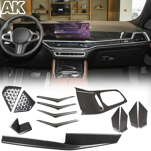 Imagen 1 del producto Para BMW X5 X7 G05 G06 G07 fibra de carbono Real consola de coche tablero de ventilación lateral cubierta de cambio de marchas accesorios interiores de coche