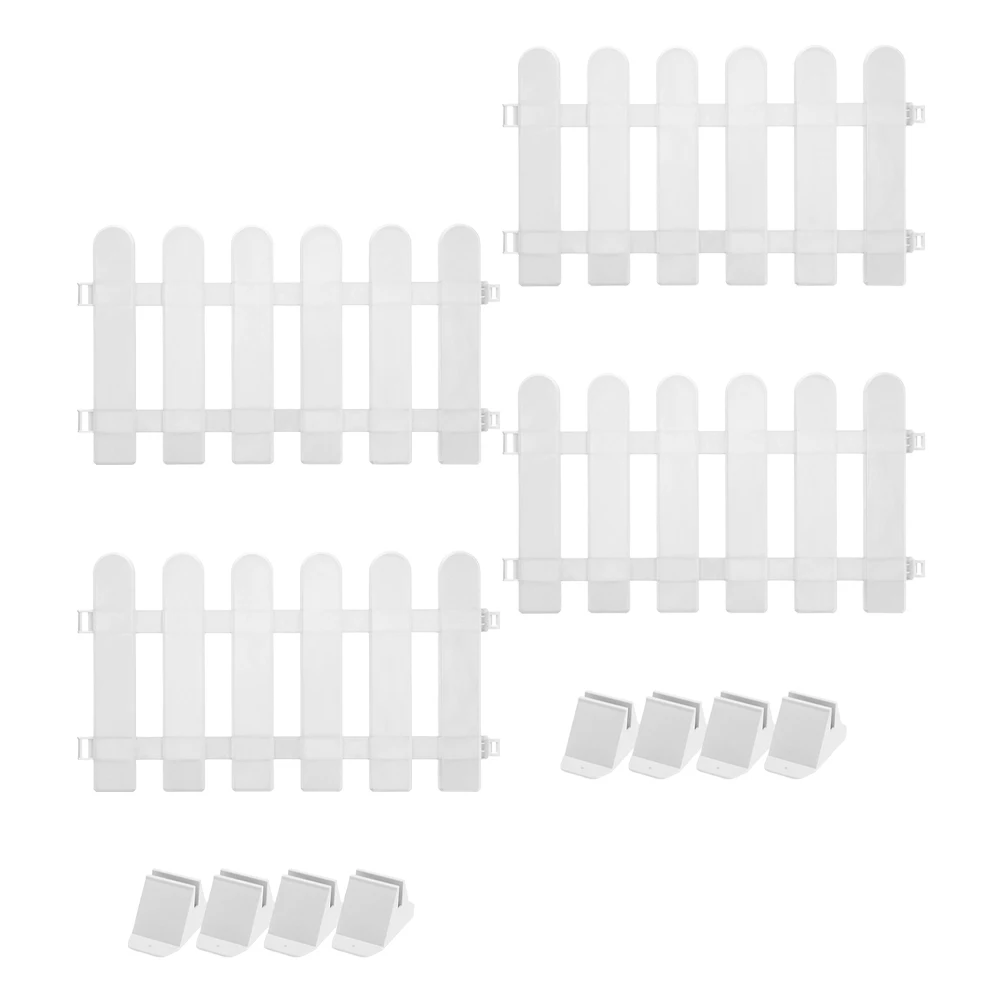 

4 pcs White Decorative Fence Panels for Garden Balcony Courtyard Fence Edging Plastic Durable Easy Installation