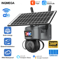 INQMEGA 3MP TUYA Solar Camera WIFI Outdoor Solar Powered Security Camera Color Night Vision PIR Motion Sensor Light Alexa Goolge