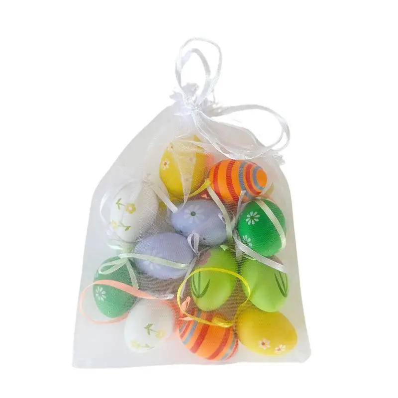 Easter Small Eggs 12X Toy Easter Eggs Colorful Decorations Seasonal Decors Spring Holiday Scene Props Tree Basket Eggs For