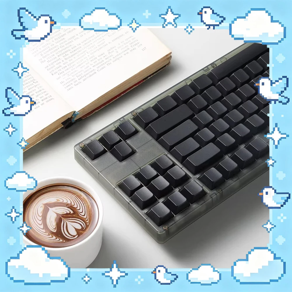 PBTfans Lyla PC Keycaps Engraved Pbt Material Keyboard Keycaps Original factory Glass Beads Skin Feel For PC Accessories Gifts