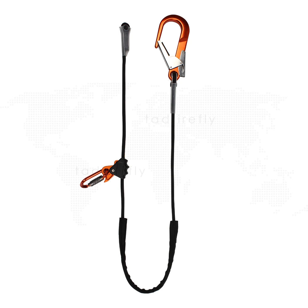 2m 12mm Rope Positioning Lanyard Adjustable Work at Height Device for Arborist Tree Climbing Aluminum Rebar Hook