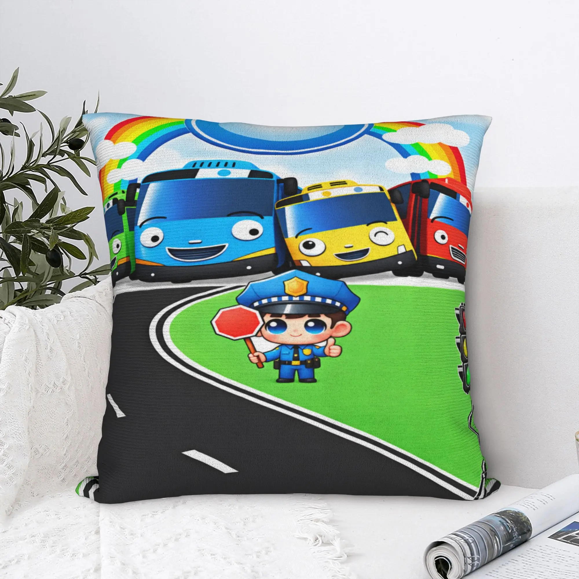 T-Tayo the L-Little Bus  Pillow Cover  Comfy Cushion Cover Funny Pillow Case For Sofa Home Decoration