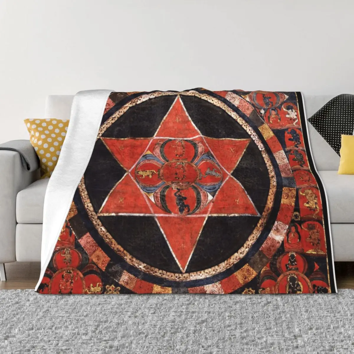 

Mandala 89 Vajravarahi Five Deity Mandala Throw Blanket Tourist wednesday Single Plush Blankets