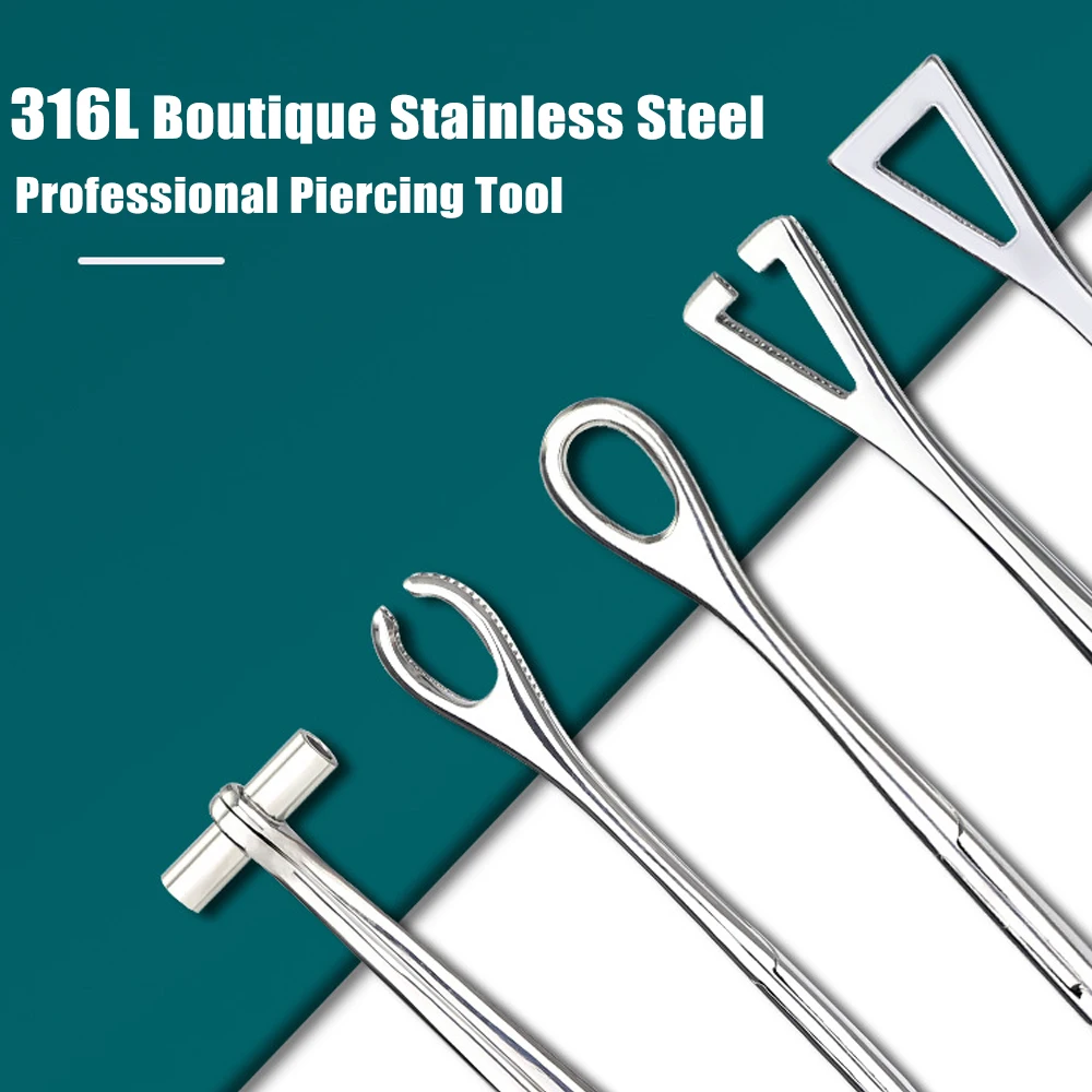 316L Stainless Steel Body Piercing Tool Forceps Needle Pipe Clamp Tweezers Open Close Ring Plier Lip Belly Septum Piercing Tools