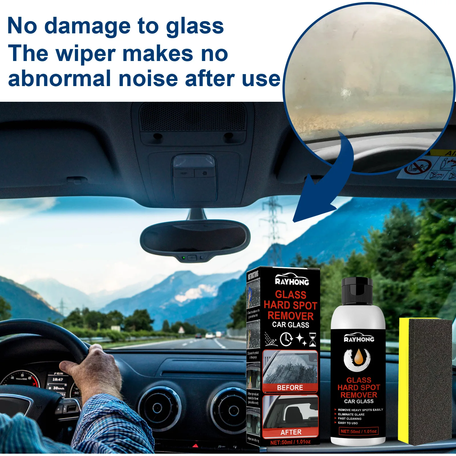 Car Windshield Oil Film Removing Paste Set Glass Polishing Coating Rainproof Anti-fog Agent with Cleaning Sponge