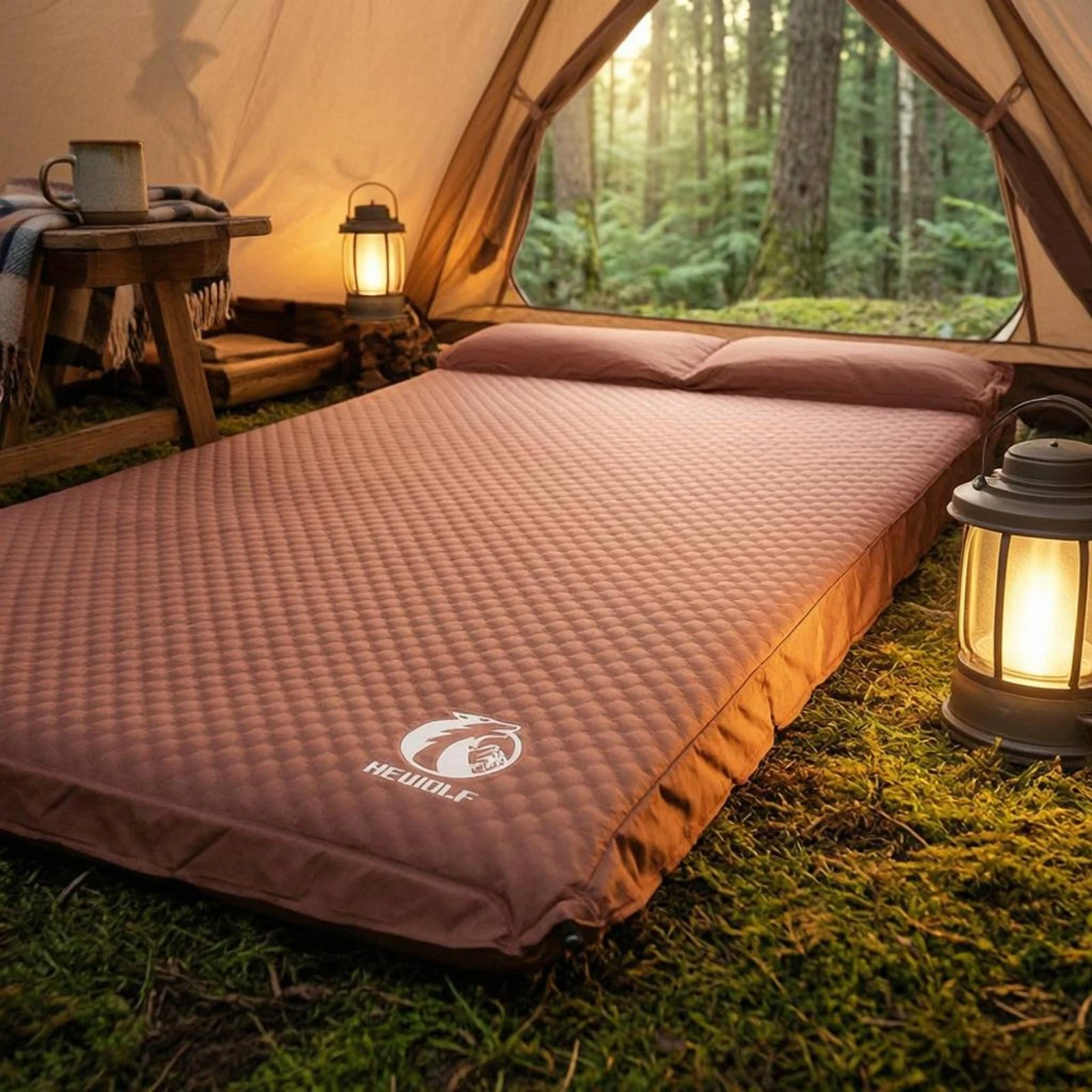 Inflatable Camping Mat Foam Core Camping Air Mattress Inflatable Sleeping Pad Roll-up Storage Air Mattress Mat Compact Compact