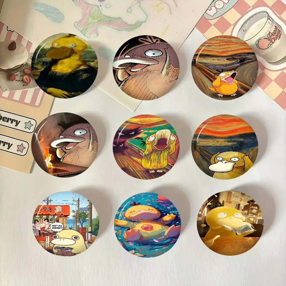 

1pc P-Psyduck New Brooches Soft Button Pin Funny Silly Gnarpy On A Skateboard Meme Badge Gamer Collection Gifts