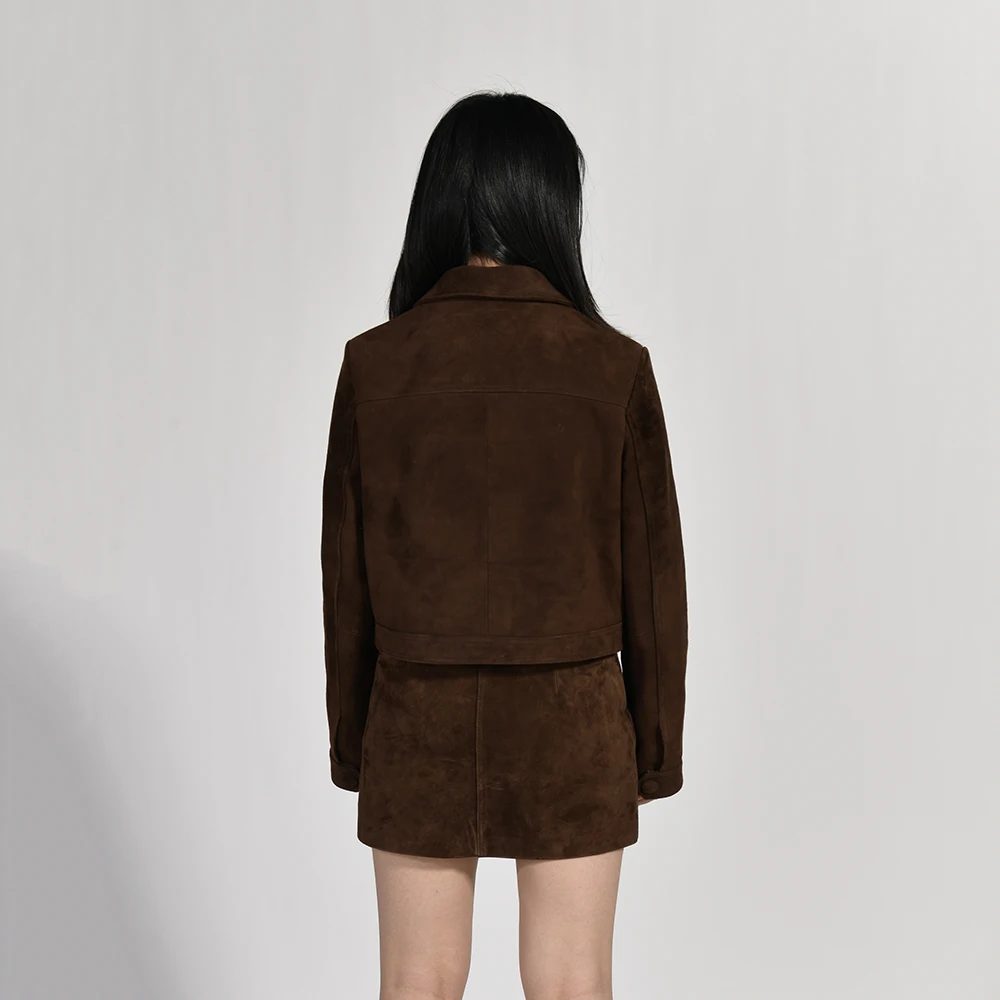 Jxwatcher femmes véritable daim cuir Blazer manteau printemps nouveauté véritable peau de mouton veste dame mode jupe courte 2025 automne