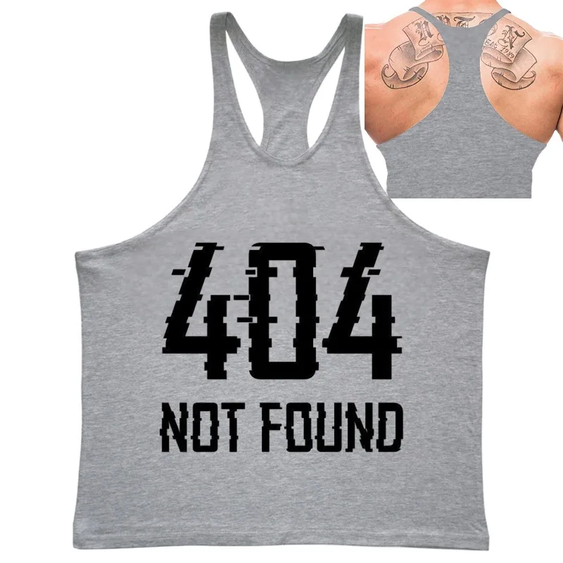 سترة رجالية "404 لم يتم العثور عليها" سترة سترينجر جرافيك للصالة الرياضية واللياقة البدنية Racerback بدون أكمام قابلة للتنفس وأنيقة ومريحة لكمال الأجسام والتمرين